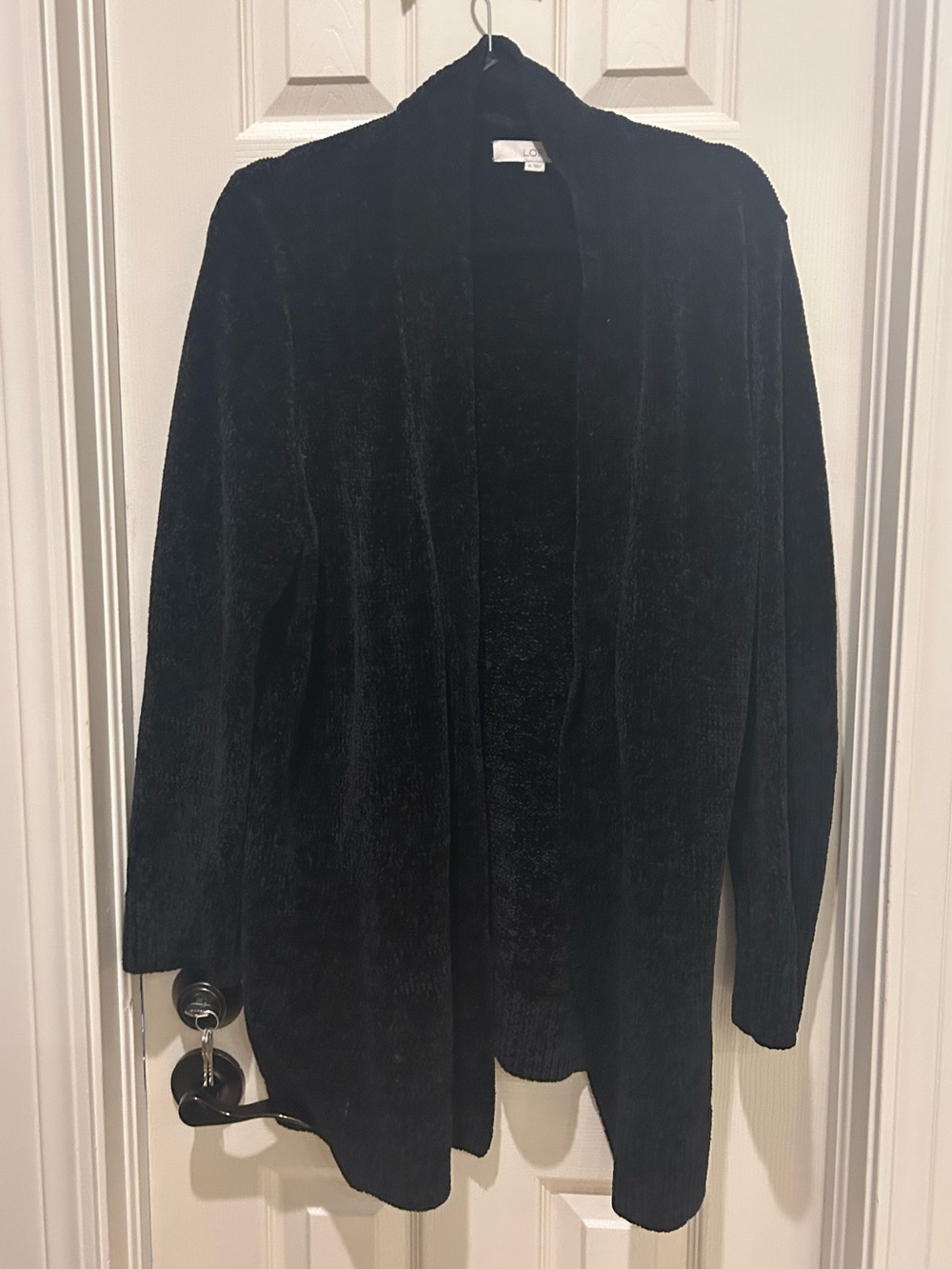 LOFT Black Cozy Bouclé Knit Cardigan